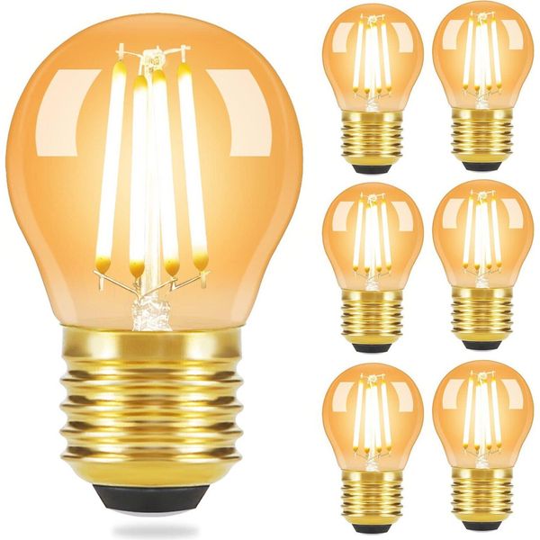 Zmh 6 Pezzi Led Lampadina E27 Lampada Vintage G45 Lampadina Edison Lampadina 2700K 4W Lampadina Bianco Caldo Vetro Retrò Per Casa Hotel Bar Caffè-image