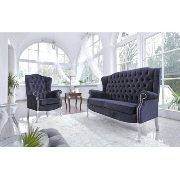 Set Di Divani Chesterfield Classici 3+1 Posti Divano Divano Imbottito Divani In Velluto-image