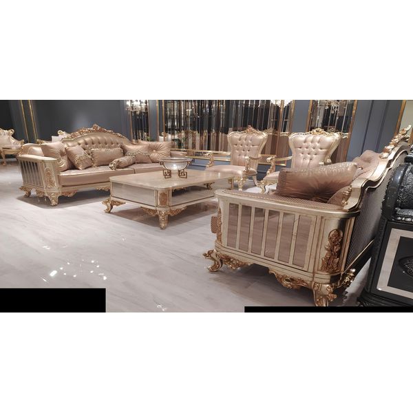 Set Di Divani 3+3+1+1 Posti Tavolino Divano Poltrona Divani Tessuto Lusso Set 5Pcs-image