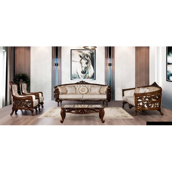 Set Di Divani 3+3+1+1 Seduti Tavolino Gruppo Divano Poltrona Divani In Tessuto Set 5Pz-image
