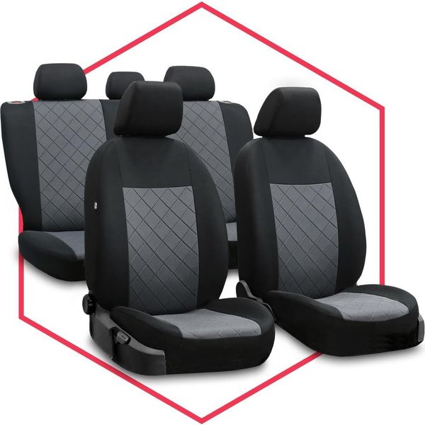 Coprisedili Auto Coprisedili Universali Per Hyundai I20 Ii Grigio Auto Set Di 3 Nuovo-image