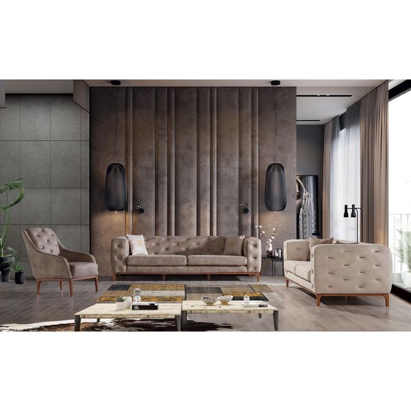Chesterfield Design Divano Tappezzeria Divano Moderno Set 3+3+1 Set Nuovo-image