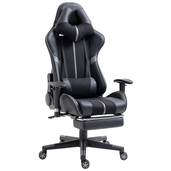 Sedia Da Gioco Delman Ergonomica Con Massaggio Usb Con Poggiapiedi, Sedia Da Ufficio Con Cuscino Per La Testa E Supporto Lombare, 30GY-image