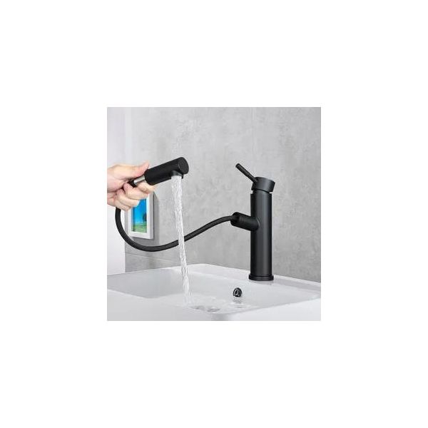 Zmh Rubinetto Bagno Lavabo Miscelatore Lavabo Nero Con Doccia Rubinetti Estraibili Rubinetto Miscelatore Alta Pressione Acqua Fredda Rubinetto Bagno-image