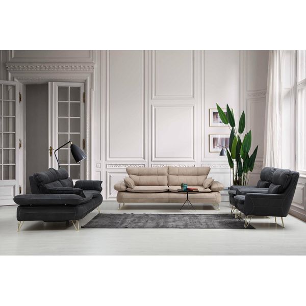 Set Di Divani 3+3+1+1 Posti A Sedere Set Divano Nero Poltrona Set Di Divani 4Pcs-image