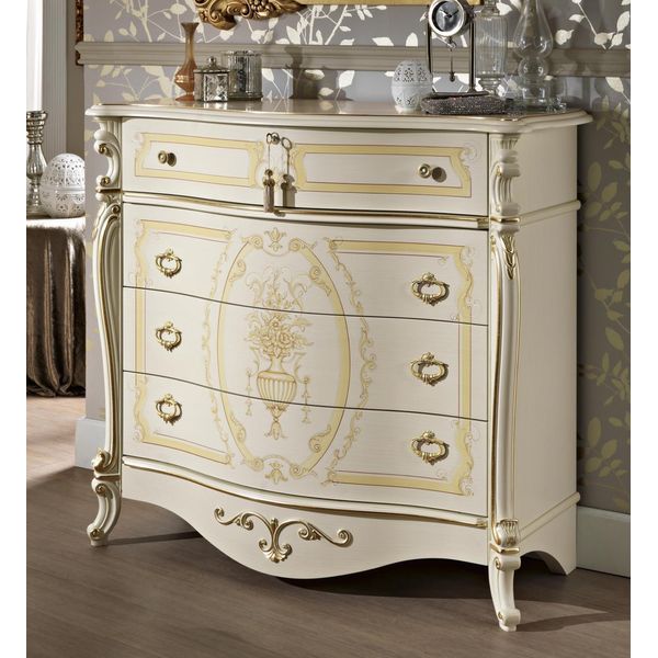 Cassettiera In Legno Bianco 125 X 59 X 118 Cm Jvmoebel-image