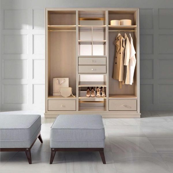 Armadio A Giorno Armadio Per La Camera Da Letto Mobili A Muro Armadio In Legno Beige-image