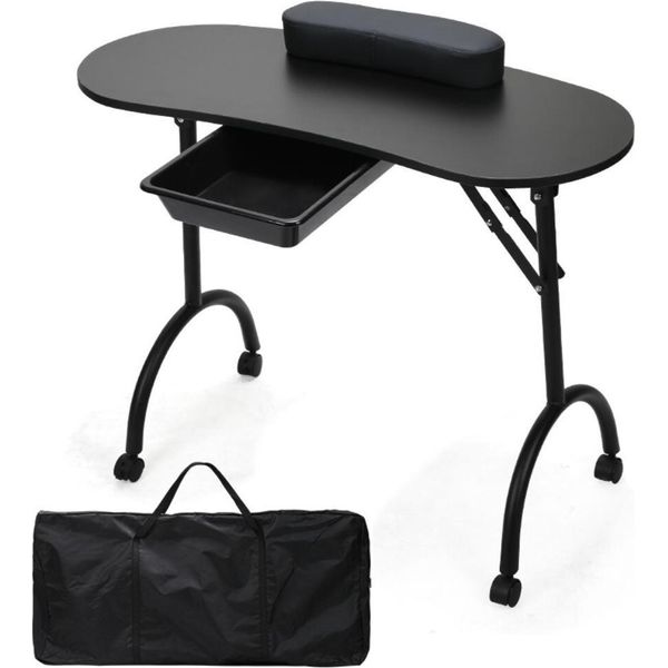 Bettizia Tavolo Manicure Pieghevole 90 X 37 X 70 Cm Con Borsa Per Il Trasporto Tavolo Manicure Per Ricostruzione Unghie Con Rotelle Nero-image