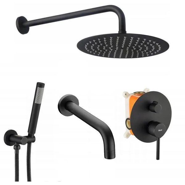 Set Da Vasca-Doccia Da Incasso Rea Lungo Black + Box-image