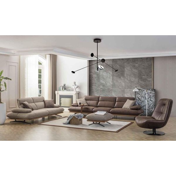 Set Di Divani Divano 4+3+1 Posti Poltrona Lusso Similcuoio Marrone Jvmoebel-image