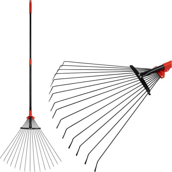 Rastrello Per Foglie Strend Pro R114, 15 Lamelle, A Ventaglio, Regolabile, Manico In Metallo-image