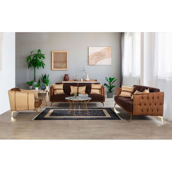 Set Di Divani Set Di Divani Divani 3+3+1 Poltrona Chesterfield Tre Posti Nuovo-image