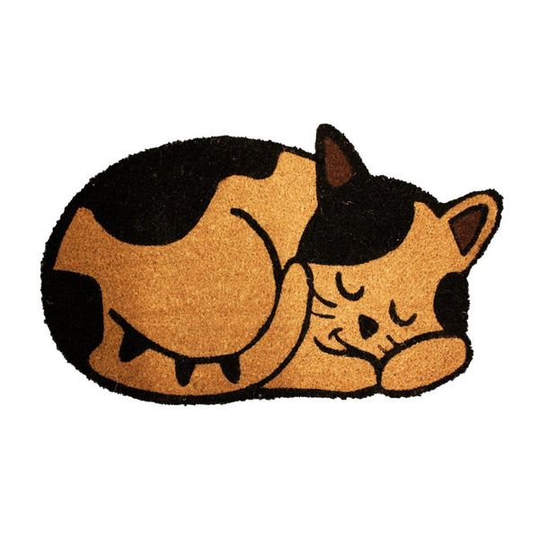 Home Elements Tappetino In Fibra Di Cocco, A Forma Di Gatto, 43X73 Cm-image