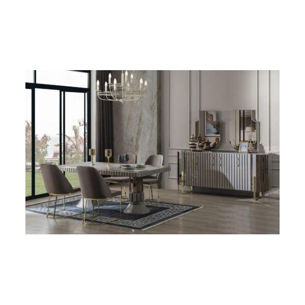 Set Sala Da Pranzo Legno Grigio Tavolo Da Pranzo + 4X Sedie Jvmoebel-image