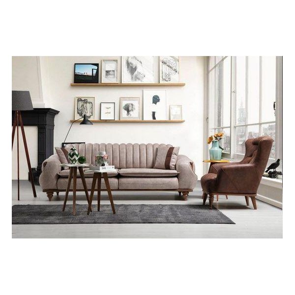 Set Di Divani Designer 3+1 Posti Marrone Jvmoebel-image