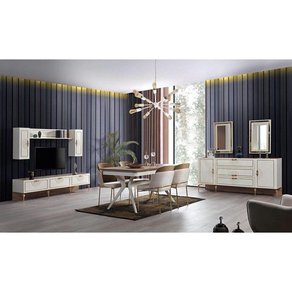 Set Sala Da Pranzo Tavolo 4X Sedie Credenza 2х Specchio Jvmoebel-image