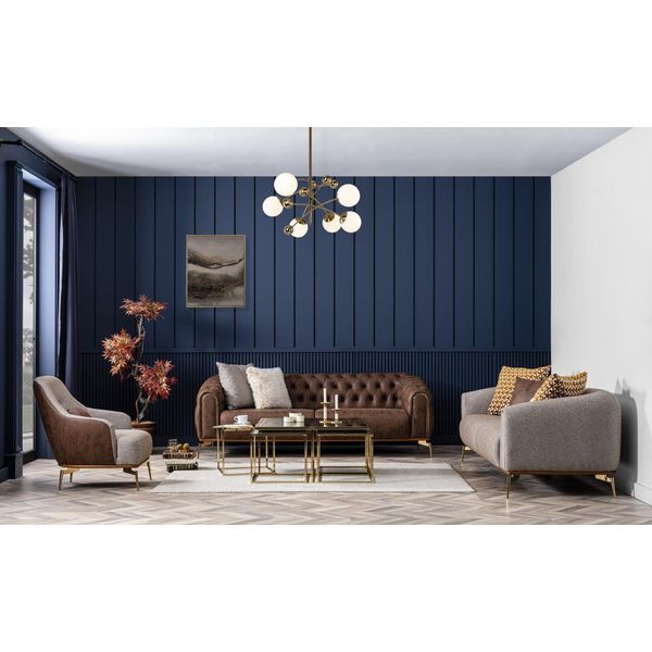 Set Di Divani 3+3+1 Posti Nuovo Design Di Lusso Grigio 3Pcs Jvmoebel-image