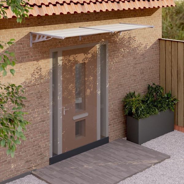 Tettoia Per Porta The Living Store Grigio E Trasparente 239X90 Cm In Policarbonato-image