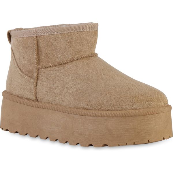 Van Hill Stivali Con Plateau Foderati Caldi Da Donna Scarpe Invernali Con Suola Profilata 840609, Colore: Khaki, Taglia: 41-image