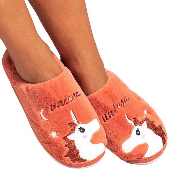 Pantofole Da Donna Pantofole Invernali In Peluche Calde E Leggere Pantofole Unicorno Rosso Taglia 36-37-image