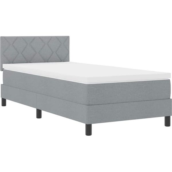 Vidaxl Letto Boxspring Con Materasso Led Grigio Chiaro 90 X 190 Cm Tessuto-image