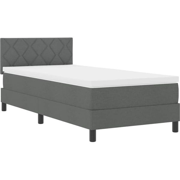 Vidaxl Letto Boxspring Con Materasso Con Led Grigio Scuro 90 X 200 Cm Tessuto-image