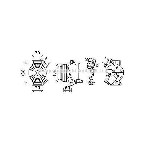 Prasco FDAK586 - Compressore Aria Condizionata Oe 1766288 Per C-Max, Focus Iii, Grand C-Max, Tourneo Connect, Transit Connect-image