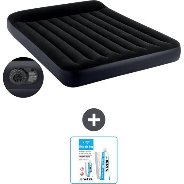 Intex Airbed - 2 Persone - 152 X 203 X 25 Cm - Blu - Pompa Inclusa - Kit Di Riparazione-image