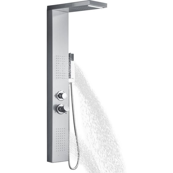 Yuenfong Pannello Doccia In Acciaio Inox Sistema Doccia Con Doccia A Pioggia Doccia Massaggiante Set Doccia A Colonna Con Doccia A Mano Per Il Bagno Soffione Doccia (Argento)-image