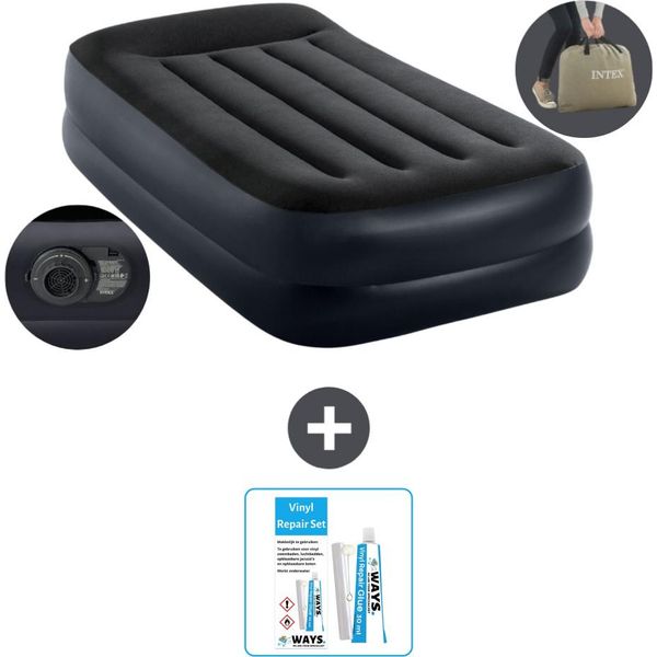 Intex Airbed - 1 Persona - 99 X 191 X 42 Cm - Blu - Pompa Inclusa - Kit Di Riparazione-image