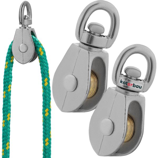 Kotarbau® Set Di 2 Carrucole Per Funi Singole In Acciaio Nichelato Da 1/2" C15 Per Edilizia Vela Soccorso Alpinismo | Carrucole Per Funi ⌀ 5 Mm | Carrucola Per Funi | Carrucola Per Argano Per Funi"-image