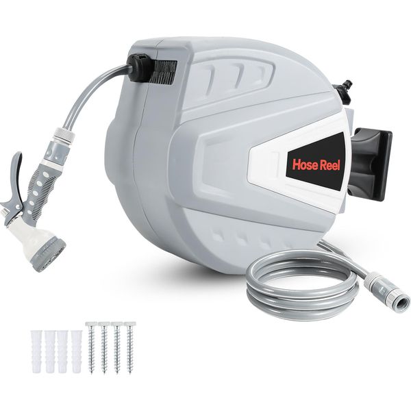 Jopassy Avvolgitubo 20M Avvolgitubo Aria Compressa Avvolgitubo Automatico 8Bar Connessione Multifunzionale Pistola A Spruzzo D'acqua Tubo Aria Compressa Portagomma A Parete-image