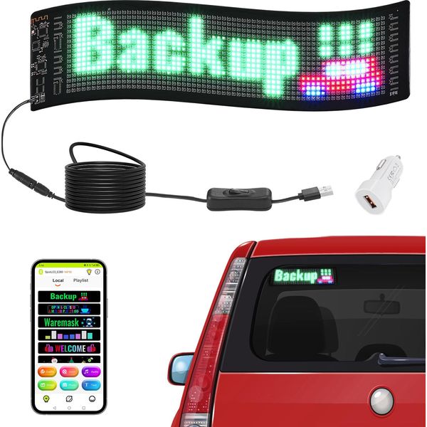 Vevor Insegna A Led Programmabile, Pannello Scorrevole A Led A Colori P5, Tabellone Fai Da Te Con Animazione Del Testo Personalizzata, Controllo Tramite App Bluetooth, Insegna Per Negozio Di Messaggi 38 X 10 Cm-image