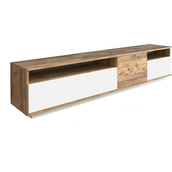 Dmora Mobile Porta Tv Axi 44.5X180X44.6H Cm Marrone Quercia, Apertura A Ribalta 6 Vani-image