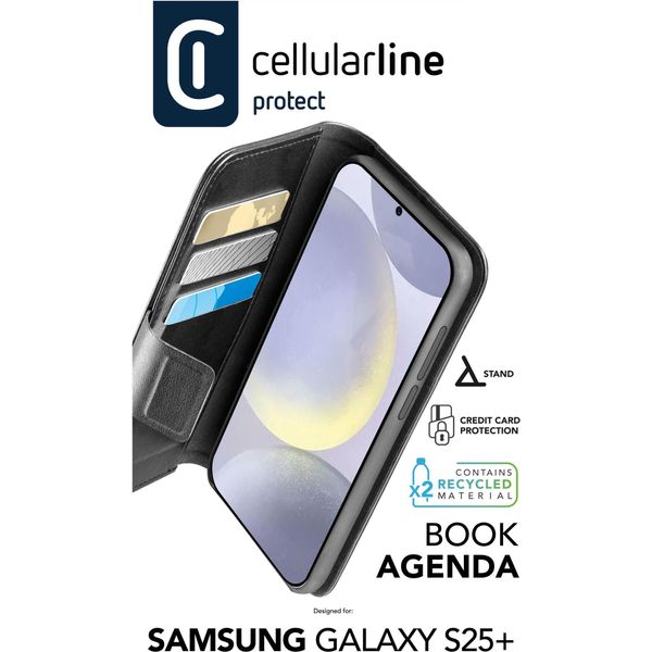 Cellularline Agenda A Libro - Galaxy S25+ Custodia A Libro Effetto Pelle Con Chiusura Magnetica-image