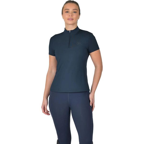Dublin - Top Da Donna, Con Zip Corta, Da Equitazione, A Maniche Corte WB2403 (38 It) (Navy)-image