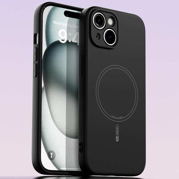Custodia Magnetica Per Iphone 15, Compatibile Con Magsafe, In Silicone Liquido, Resistente Agli Urti E Ai Graffi Nero-image