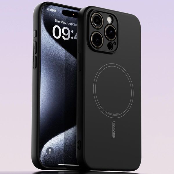Custodia Magnetica Per Iphone 14 Pro Max, Compatibile Con Magsafe, In Silicone Liquido, Resistente Agli Urti E Ai Graffi Nero-image