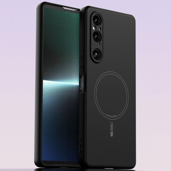 Custodia Magnetica Per Sony Xperia 1 V, Compatibile Con Magsafe, In Silicone Liquido, Resistente Agli Urti E Ai Graffi Nero-image