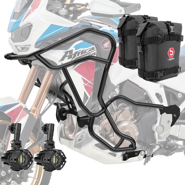 Set Crash Bar + Faro + Borsa Per Honda Africa Twin 1000 Crf-image