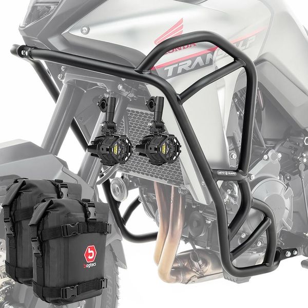 Set Crash Bar + Faro + Borsa Per Honda Transalp Xl 750 23-25-image