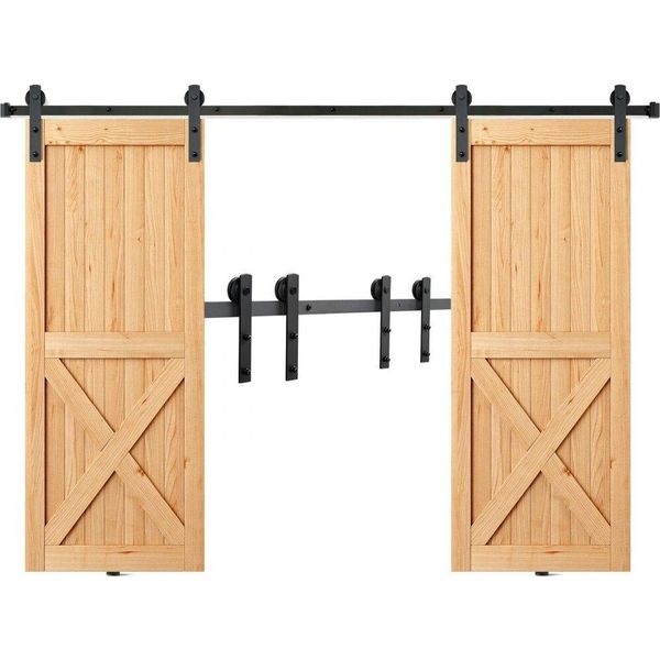 Ferramenta Per Porte Scorrevoli 244Cm - Sistema Di Porte Scorrevoli A I - Binari In 2 Parti - Portata 150Kg - Binario Di Scorrimento - Per Porte Di Spessore 32-45Mm, Larghezza 1,12-1,32M.-image