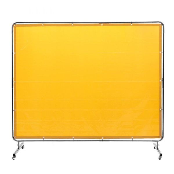Tenda Di Protezione Per Saldatura 1,8 M X 2,4 M - Vinile Ignifugo - 4 Ruote Girevoli - Protezione Uv A 6 Livelli - Coperta Per Saldatura - Giallo-image