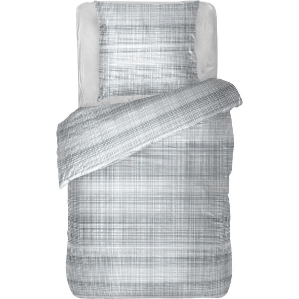 Biancheria Da Letto 2 Pezzi ( Zickzack Grey ) Copripiumino 135X200Cm + Federa 80X80Cm Set Piumino Con Cerniera, 100% Cotone-image