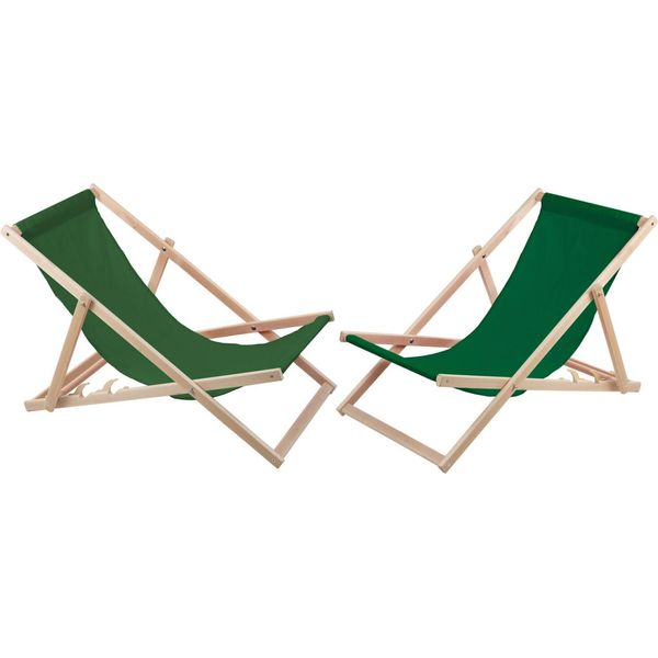 2X Sedia Da Spiaggia Da Giardino In Legno Di Faggio Sedia A Sdraio In Legno Di Faggio Da Giardino Verde Sedia A Sdraio In Legno Ideale Per Spiaggia Balcone Terrazza-image