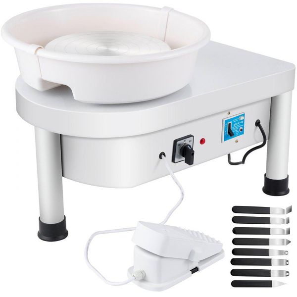 Tornio Per Ceramica 350W Tornio Elettrico 25Cm - Tornio Per Ceramica 220V - Set Per Ceramica Fai Da Te Con Pedaliera E Lavello-image