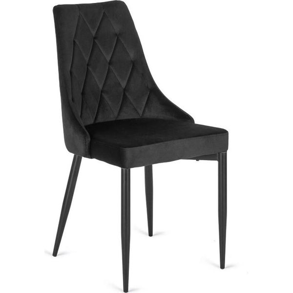 Sedia Da Pranzo Imbottita "York"", In Nero Con Gambe Nere, 49 X 56 X 91 Cm"-image