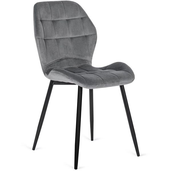 Sedia Da Pranzo Imbottita "Luck"", In Grigio Con Gambe Nere, 47 X 40 X 86 Cm"-image