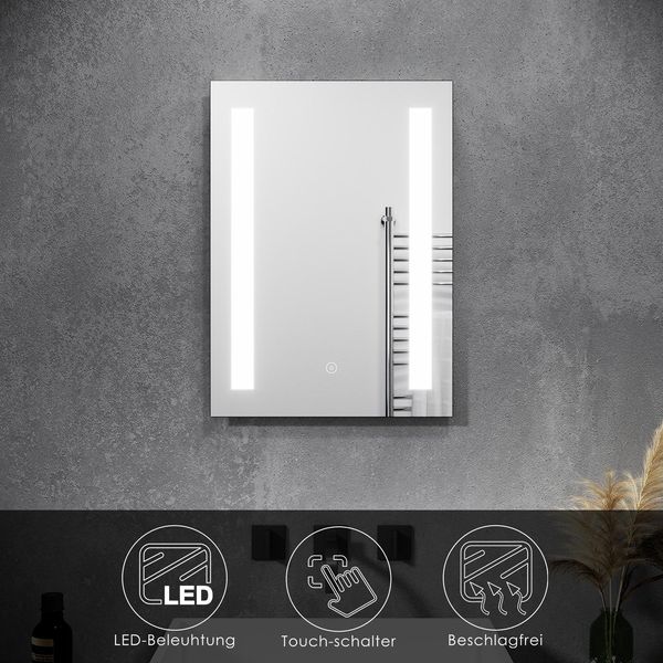 Sonni Specchio Da Bagno 50X70Cm Con Illuminazione A Led Interruttore A Sfioramento Senza Nebbia Specchio Per Luce Da Bagno Specchio Da Bagno Specchio Da Parete-image