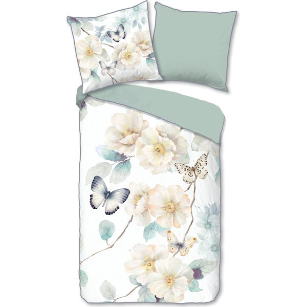 Descanso Bettbezug "Fiori E Farfalle"" - Weiß - (135X200 Cm) - Baumwolle Satin"-image
